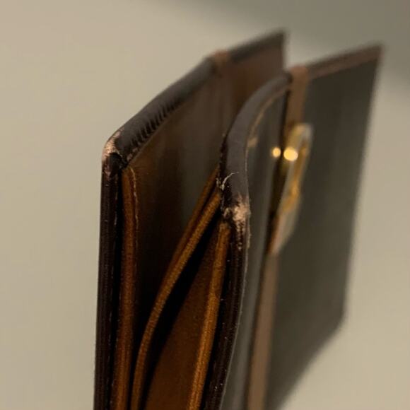 Vintage Raleighs Wallet Leather Bifold 2 Tone Brown Brass Italy 3.75 x 6.5 - Picture 6 of 14